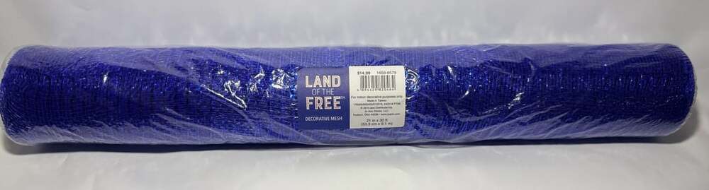 Land Of The Free Decorative Mesh 10 in x 30 ft Royal Blue